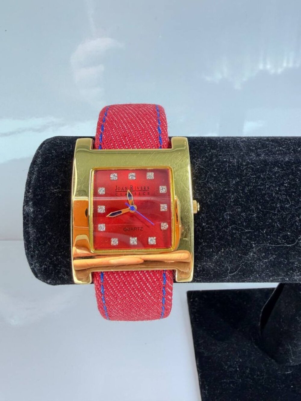 Joan Rivers Classics Gold Tone Watch – Red Crystal Dial Edition